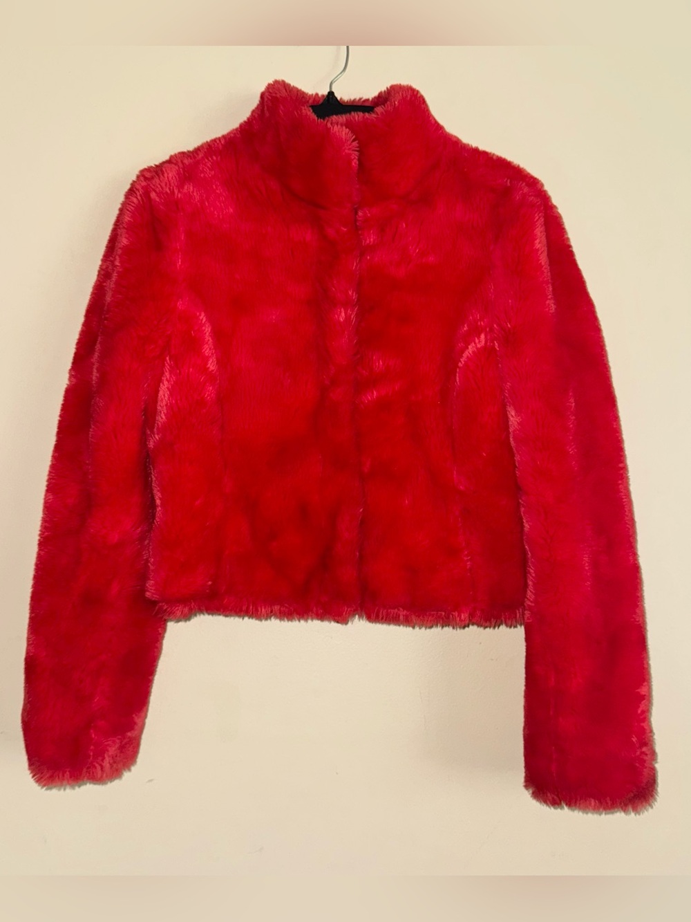 Miss Sixty Y2K Red Faux Fur Italy Cropped Jacket Size S